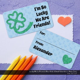 Lucky We're Friends Blue Kinder School Valentijns Notitiekaartje