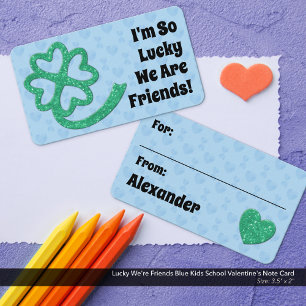 Lucky We're Friends Blue Kinder School Valentijns Notitiekaartje