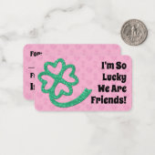Lucky We're Friends Pink Kinder School Valentijns Notitiekaartje (Voorkant / Achterkant in situ)