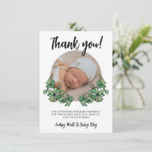 Lucky White Clovers Foto Baby shower Bedankkaart (Staand voorkant)
