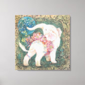 Lucky White Elephant: Japanese Nihonga Art Canvas Afdruk (Voorkant)