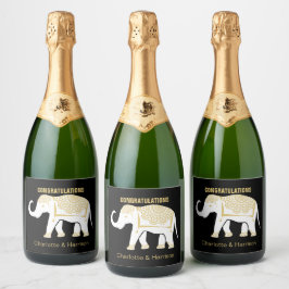 Lucky White Thaise Olifant gepersonaliseerd Sparkling Wijnetiket