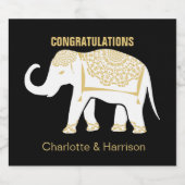 Lucky White Thaise Olifant gepersonaliseerd Sparkling Wijnetiket (Enkel label)