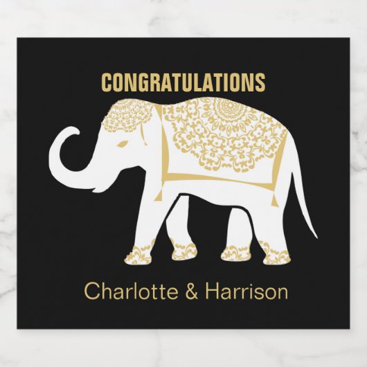 Lucky White Thaise Olifant gepersonaliseerd Sparkling Wijnetiket (Enkel label)