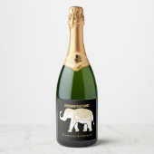 Lucky White Thaise Olifant gepersonaliseerd Sparkling Wijnetiket (Voorkant)