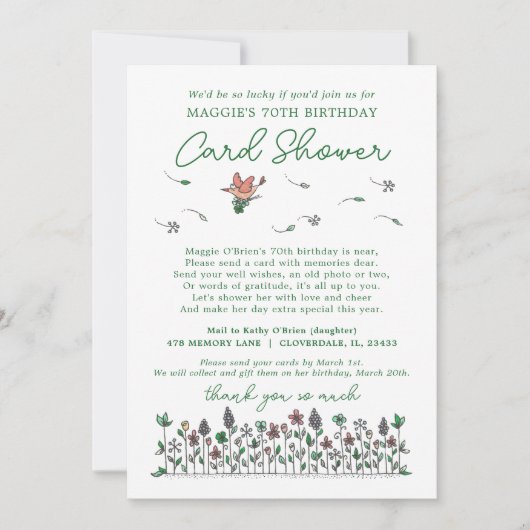 Lucky Wildflowers Milestone Verjaardag Kaart Showe (Voorkant)