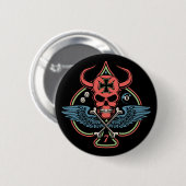 Lucky Winged Maltese duivel schedel van schoppen Ronde Button 5,7 Cm (Voorkant /achterkant)