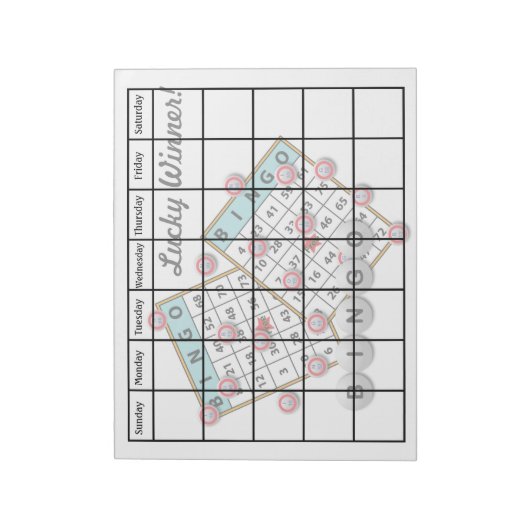 Lucky Winner Bingo Thema Blank Kalender Notitieblok (Linkerzijde)