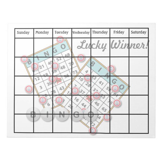 Lucky Winner Bingo Thema Blank Kalender Notitieblok (Voorkant)