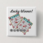 Lucky Winner Bingo Theme Vierkante Button 5,1 Cm (Voorkant)