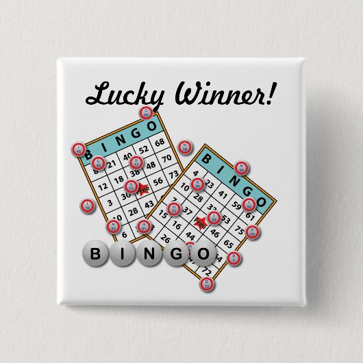Lucky Winner Bingo Theme Vierkante Button 5,1 Cm (Voorkant)