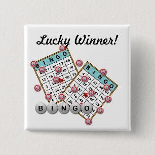 Lucky Winner Bingo Theme Vierkante Button 5,1 Cm