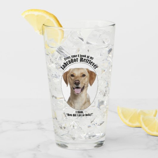 Lucky Yellow Lab Glas (Voorkant ijs)