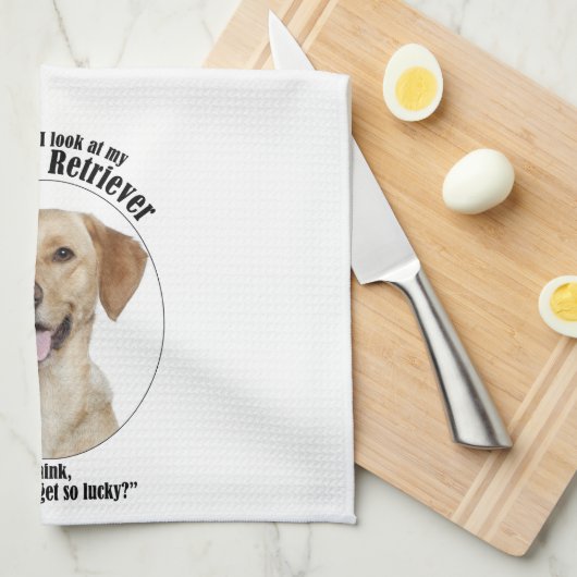 Lucky Yellow Lab Theedoek (Quarter Fold)