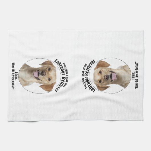 Lucky Yellow Lab Theedoek (Horizontaal)