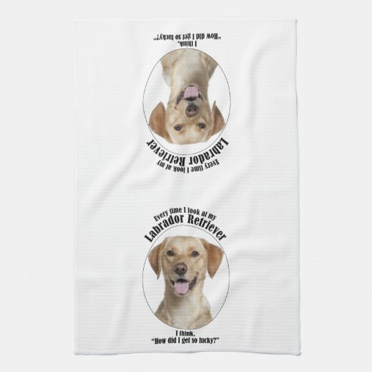 Lucky Yellow Lab Theedoek (Verticaal)