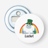 Lucky Yeti Leprechaun Button Flesopener (Voorkant)