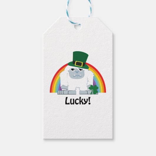 Lucky Yeti Leprechaun Cadeaulabel (Voorkant)