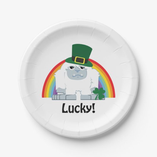 Lucky Yeti Leprechaun Papieren Bordje (Voorkant)