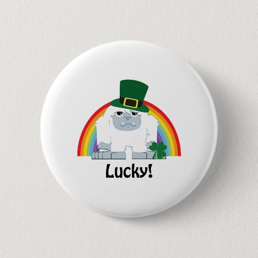 Lucky Yeti Leprechaun Ronde Button 5,7 Cm (Voorkant)