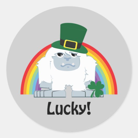 Lucky Yeti Leprechaun Ronde Sticker (Voorkant)