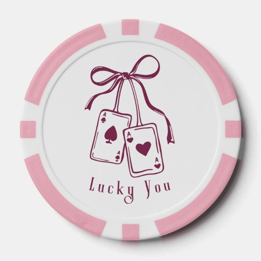 Lucky you cards bow trendy poker chips (Voorkant)