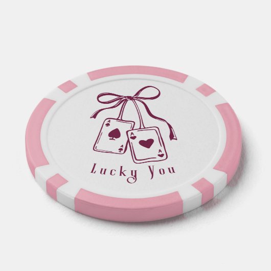 Lucky you cards bow trendy poker chips (Enkel)