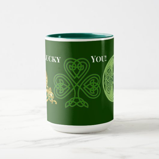 Lucky You Celtic Design Saint Patrick's Day Green Mok (Midden)