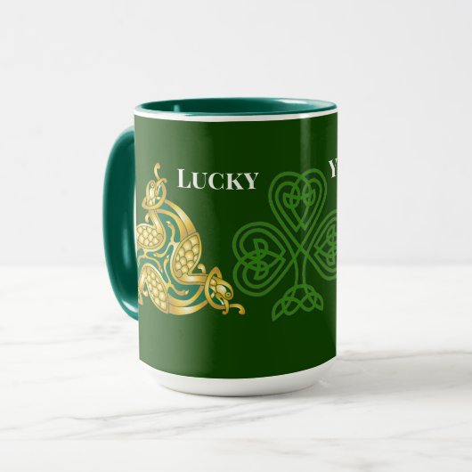 Lucky You Celtic Design Saint Patrick's Day Green Mok (Voorkant links)