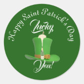 Lucky You Champagne Hat Happy Saint Patricks Day  Ronde Sticker (Voorkant)