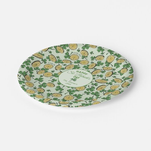 Lucky You Coins & Green Shamrocks St Patricks Day Papieren Bordje (Gekanteld)