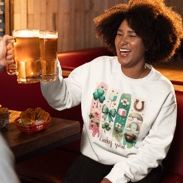 Lucky You gepersonaliseerde groene en roze vrouwen Trui