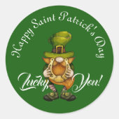Lucky You Gnome Green Happy Saint Patrick's Day  Ronde Sticker (Voorkant)