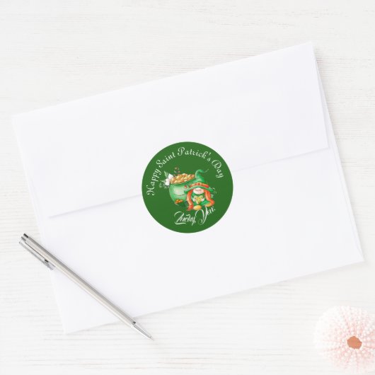 Lucky You Gnome Saint Patrick's Day Pot Of Gold  Ronde Sticker (Envelop)
