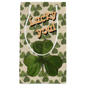 Lucky You Green Shamrock Custom Text Klein Cadeauzakje (Voorkant)