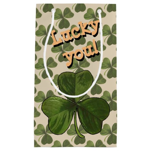 Lucky You Green Shamrock Custom Text Klein Cadeauzakje (Voorkant)