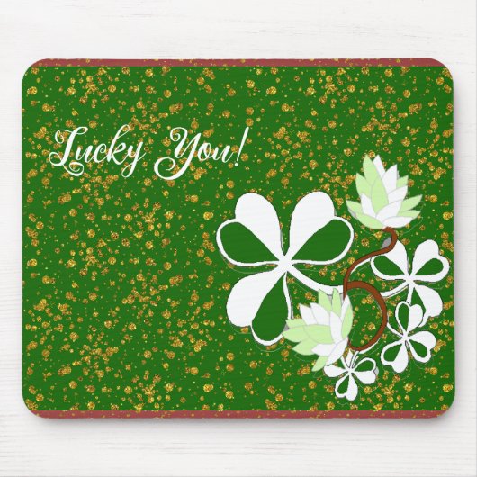 Lucky You Green Shamrock Saint Patrick's Day Muismat (Voorkant)