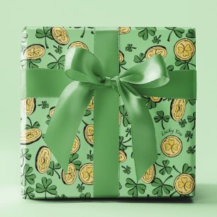 Lucky You Groene Klaver Gouden Munten St Patrick's Cadeaupapier