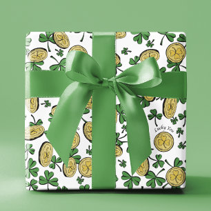 Lucky You Groene Klaver Gouden Munten St Patrick's Cadeaupapier