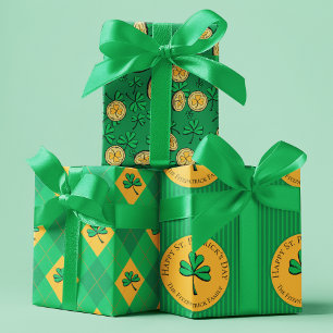 Lucky You Groene Klaver Gouden Munten St Patrick's Inpakpapier Vel