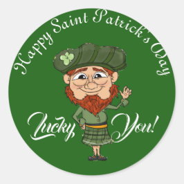 Lucky You Leprechaun Elf Happy Saint Patricks Day Ronde Sticker