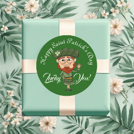 Lucky You Leprechaun Elf Happy Saint Patricks Day  Ronde Sticker