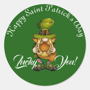 Lucky You Leprechaun Happy Saint Patricks Day Cute Ronde Sticker