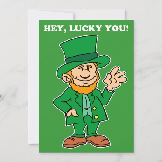 Lucky You Leprechaun St Patrick's Day Party Invite Kaart (Voorkant)