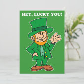 Lucky You Leprechaun St Patrick's Day Party Invite Kaart (Staand voorkant)