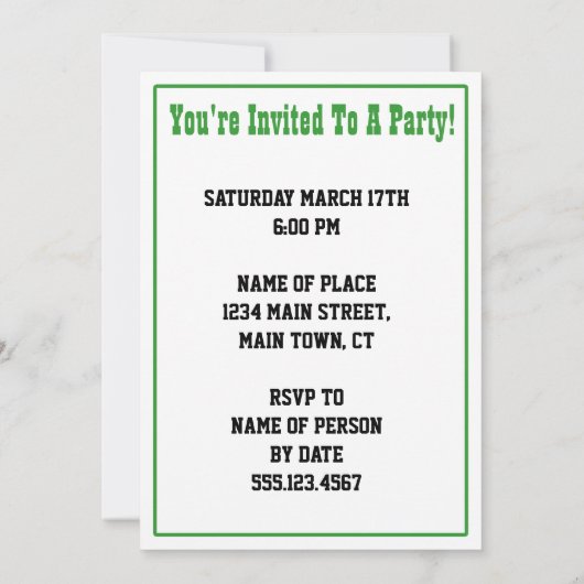 Lucky You Leprechaun St Patrick's Day Party Invite Kaart (Achterkant)