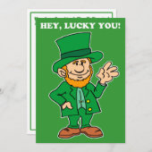 Lucky You Leprechaun St Patrick's Day Party Invite Kaart (Voorkant / Achterkant)