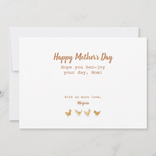 Lucky You're Mijn Moeder Hen en Kuikens Kaart (Achterkant)