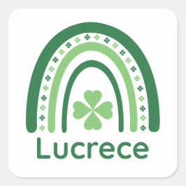 Lucrece Name Clover Boho Rainbow Vierkante Sticker