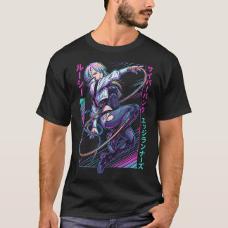 Lucy Cyberpunk Edgerunners Rode Paarse Ogen Straat T-shirt